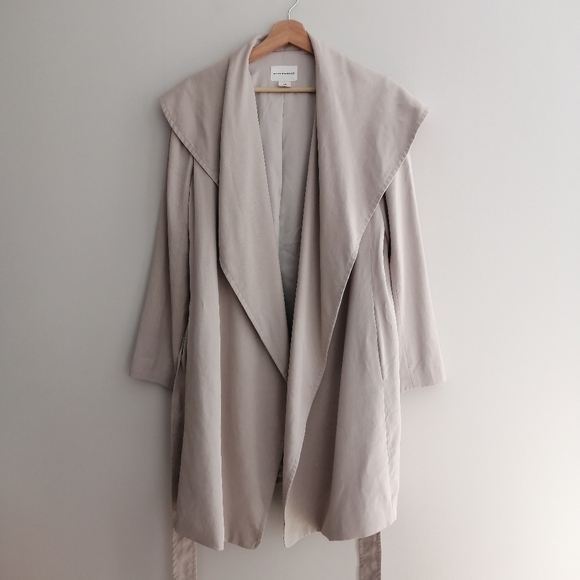 Club Monaco Hanne Wrap Trench Coat 100% Lyocell Lightweight Self Tie Large - Picture 4 of 17